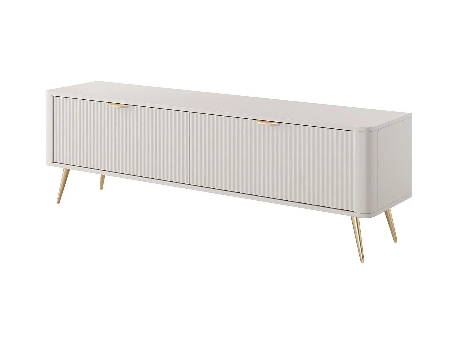 Meuble TV : 2 portes, meuble : Cachemire, pieds dorés, 163,2 x 51,2 x 38cm