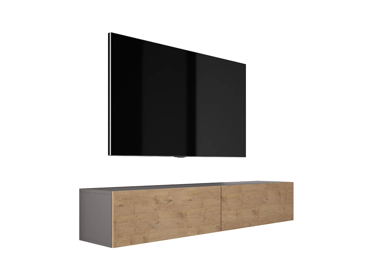 Zawieszana szafka RTV, 170 x 34 x 32 cm, Antracyt / Dąb Lancelot