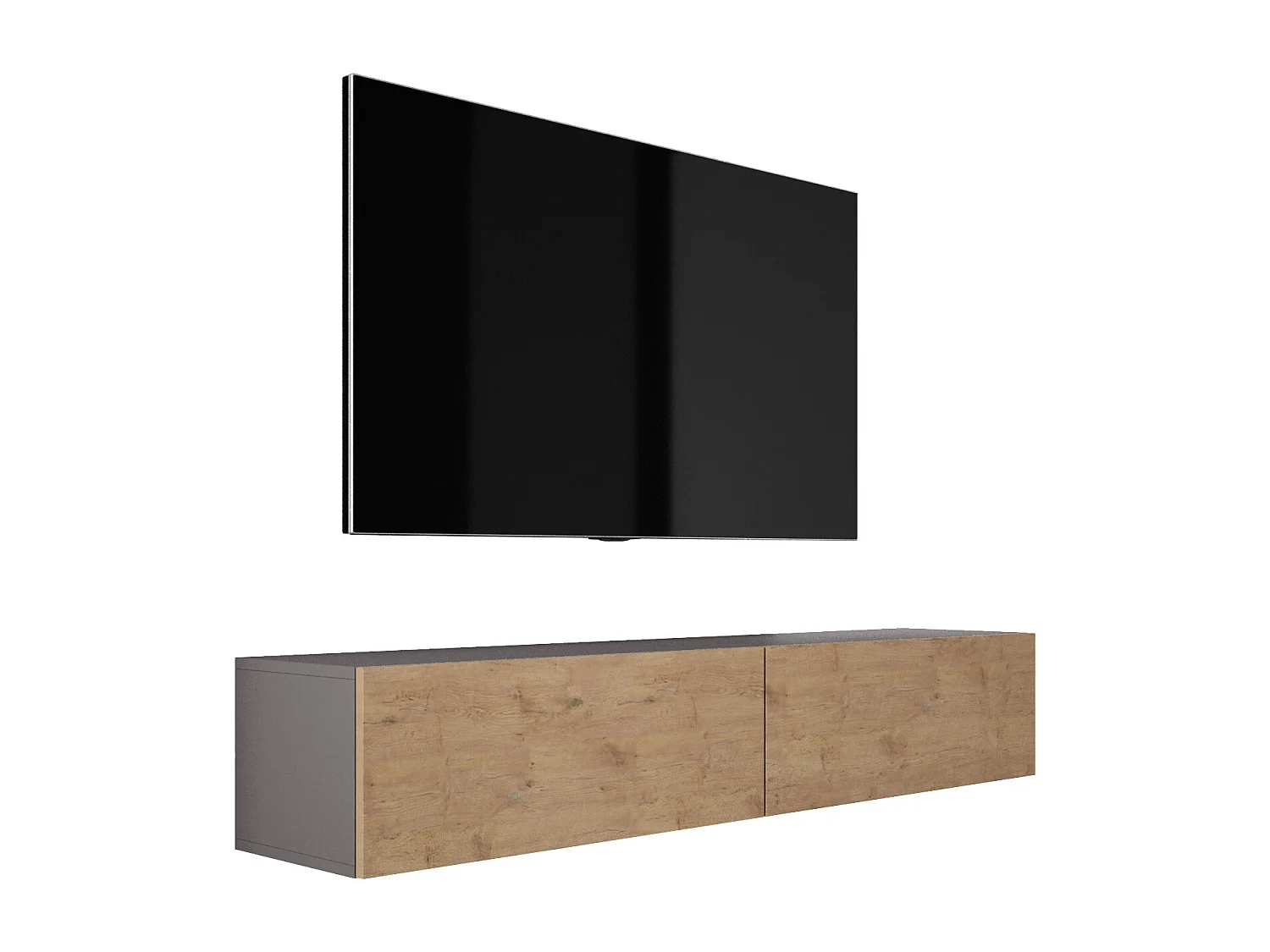 Meuble TV Suspendu, 170 x 34 x 32 cm, Antracite / Chêne Lancelot