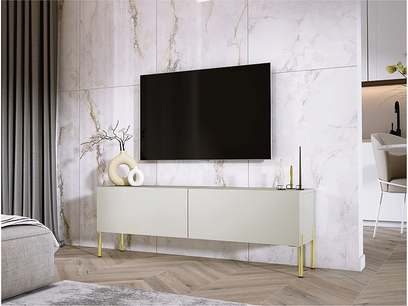 Mueble TV: Cashmere, patas doradas, 140 x 52 x 32 cm