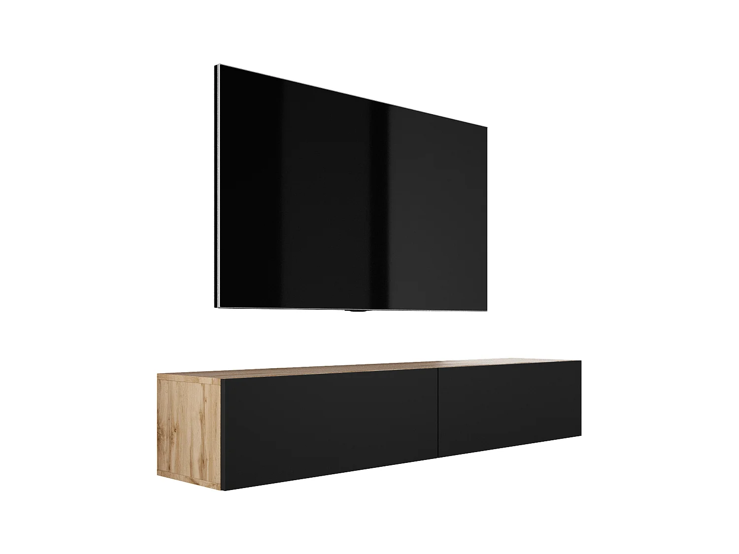 Mueble para TV suspendido, 170 x 34 x 32 cm, roble Wotan/negro mate