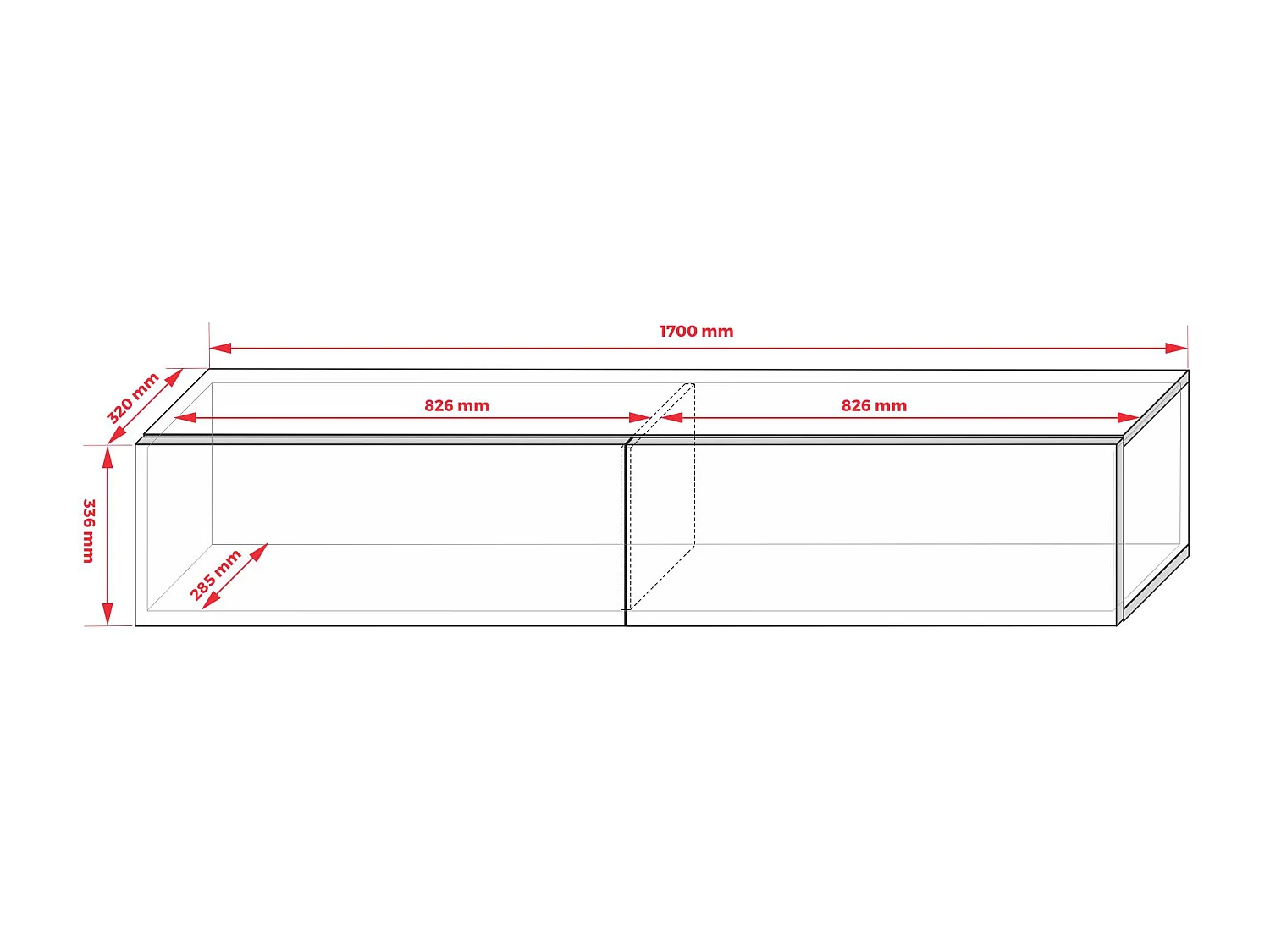 Zawieszana szafka RTV, 170 x 34 x 32 cm, Dąb Wotan / Czarny Mat