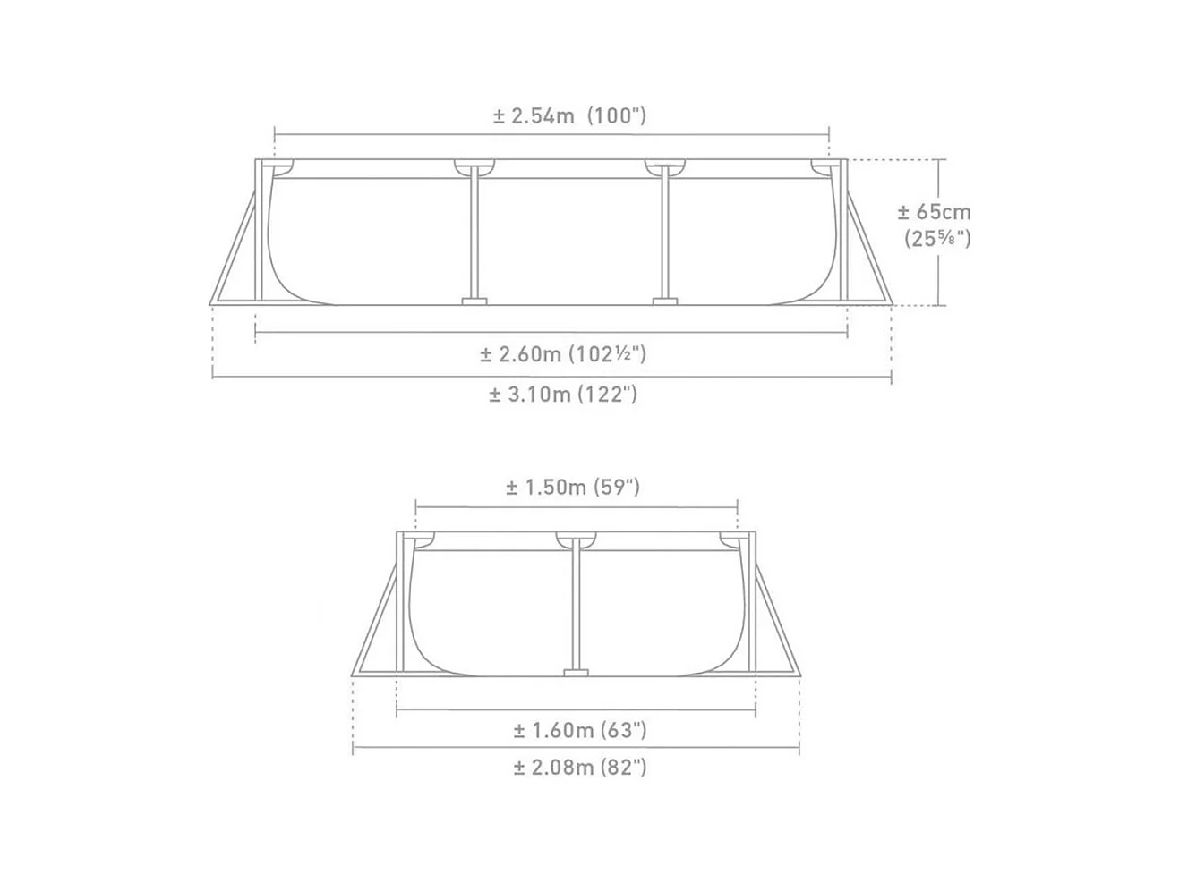 Piscina rectangular Small Frame Intex familiar 28271 2282L 65x260x160 cm