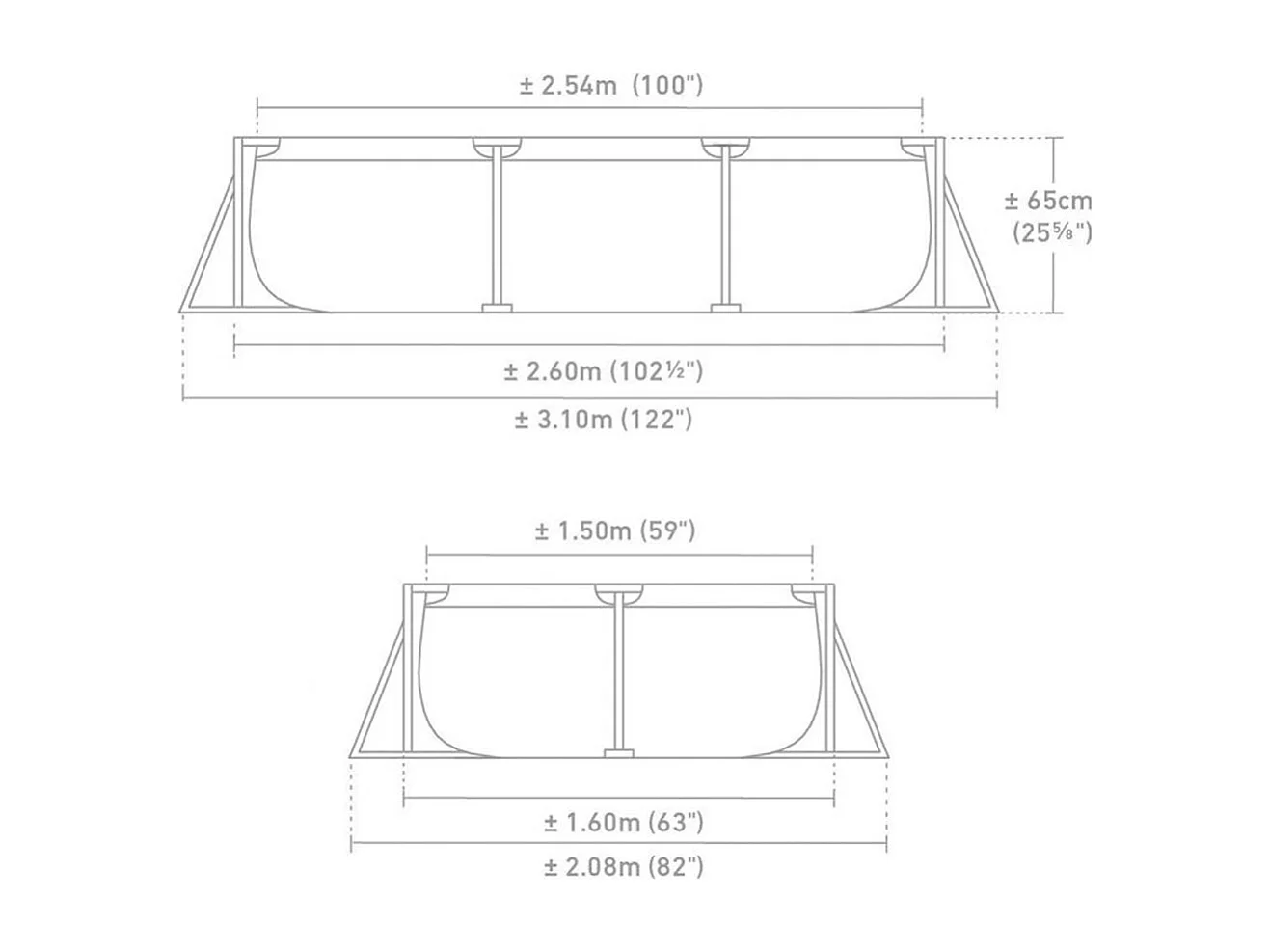 Piscina rectangular Small Frame Intex familiar 28271 2282L 65x260x160 cm
