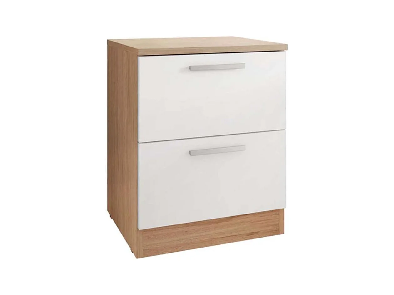 Mesita 2 Cajones Brujas - 49X38X36 Roble B - Blanco