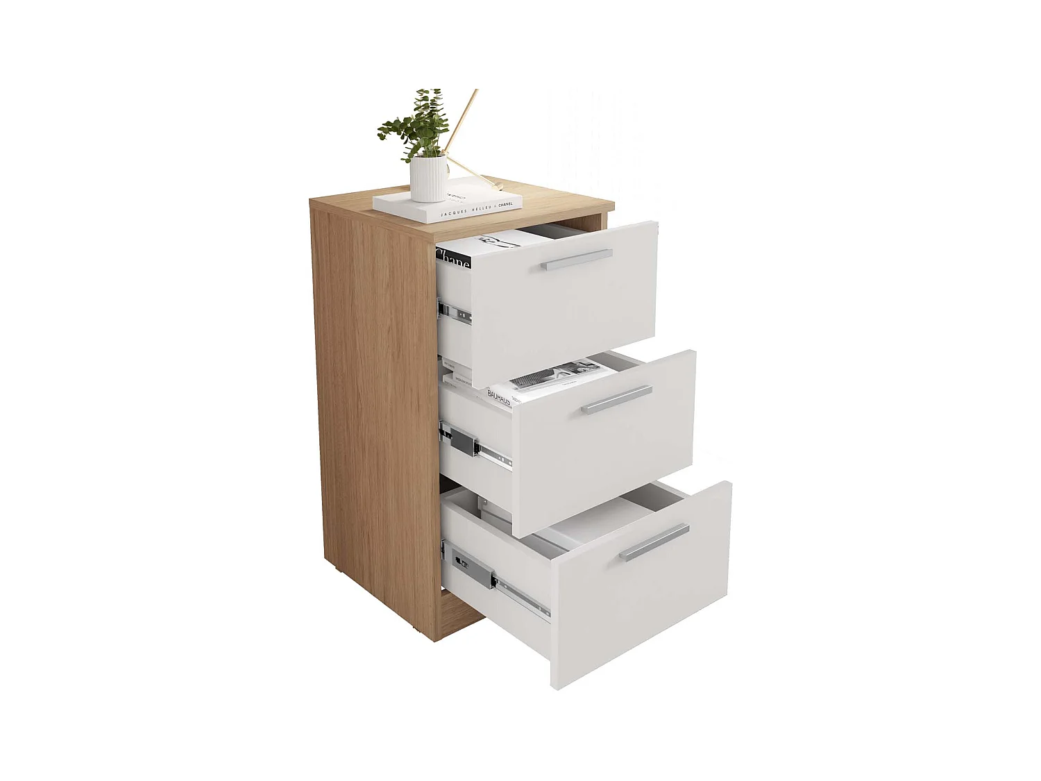 Mesita 3 Cajones Brujas - 68X38X36 Roble B - Blanco