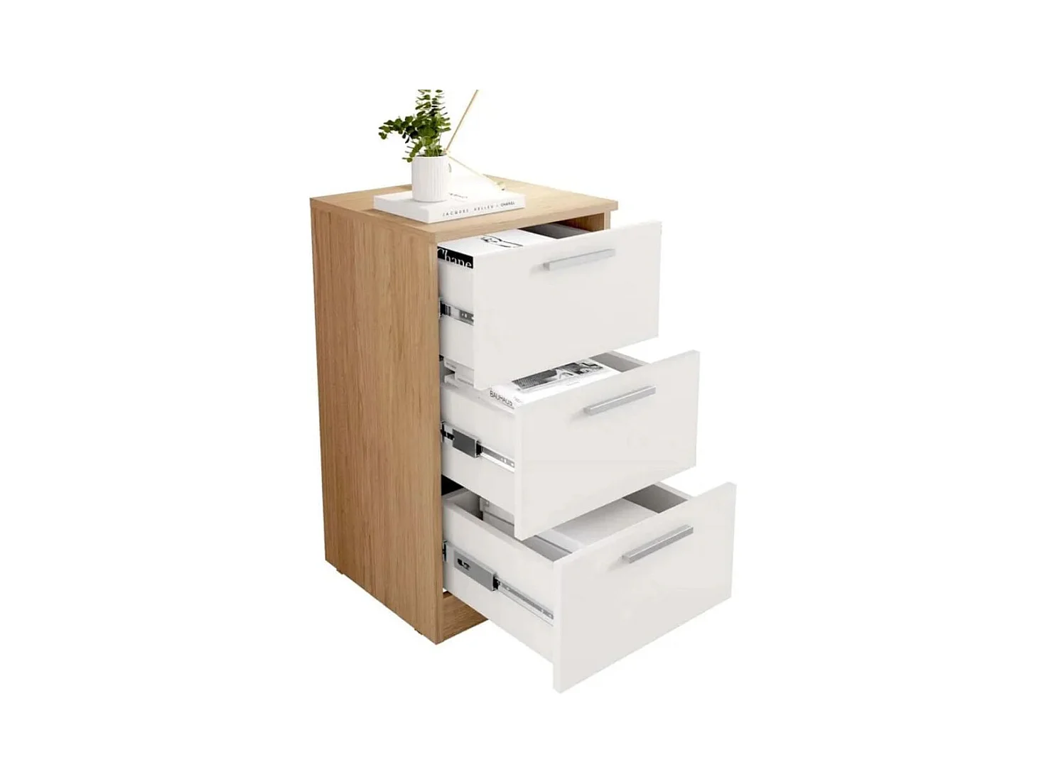 Mesita 3 Cajones Brujas - 68X38X36 Roble B - Blanco