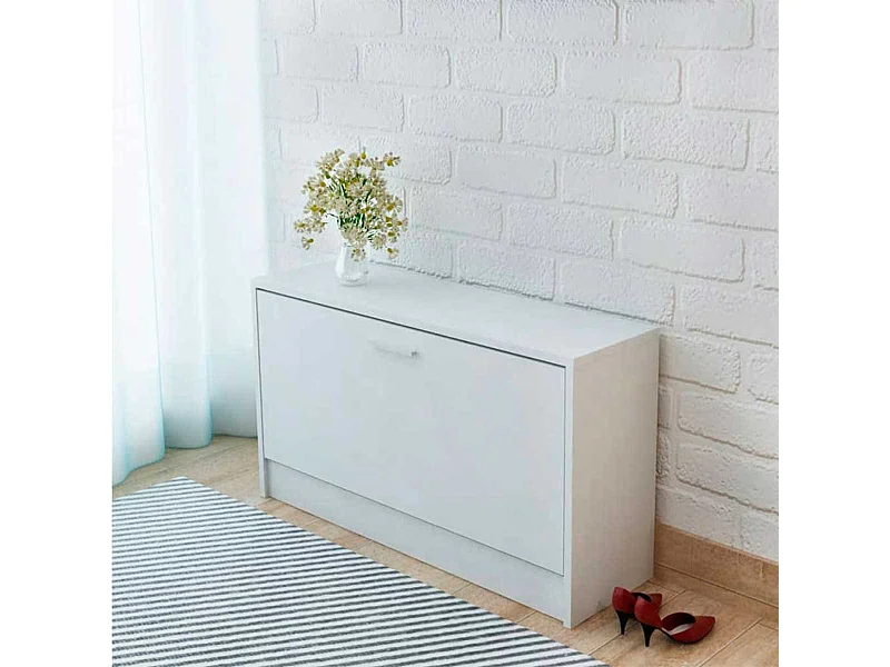 Banco zapatero 1 puerta 6 pares blanco 45x80x24 cm