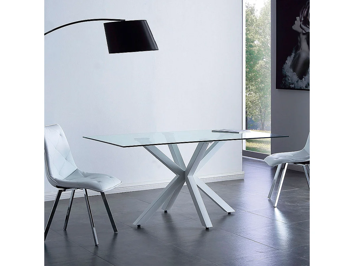 Mesa de comedor fija Cross patas cruzadas blanco 75x160x90 cm Adec