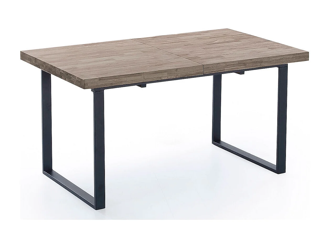 Mesa de comedor extensible Natural roble American/negro 140-180x80x76 cm Adec