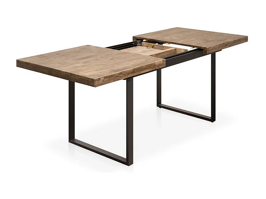 Mesa de comedor extensible Natural roble American/negro 140-180x80x76 cm Adec