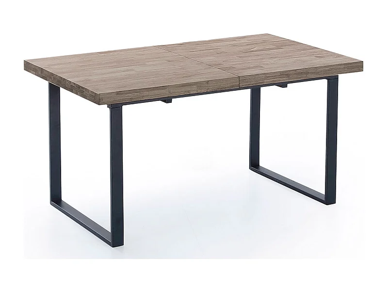 Mesa de comedor extensible Natural roble American/negro 140-180x80x76 cm Adec