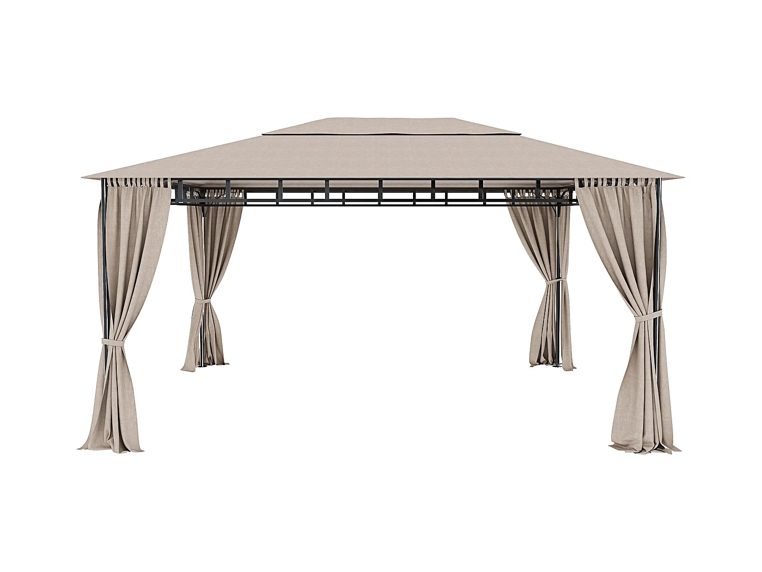 Gazebo Da Giardino 3 x 4 M Con Tende Laterali Richiudibili Struttura In Acciaio Robusto Copertura 180 g/m² Con 4 Teli Laterali Esterno Giardino Piscina Fiere Ecrù