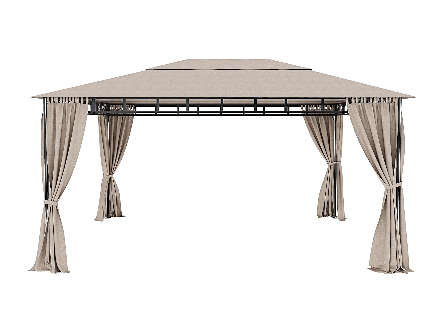 Gazebo Da Giardino 3 x 4 M Con Tende Laterali Richiudibili Struttura In Acciaio Robusto Copertura 180 g/m² Con 4 Teli Laterali Esterno Giardino Piscina Fiere Ecrù