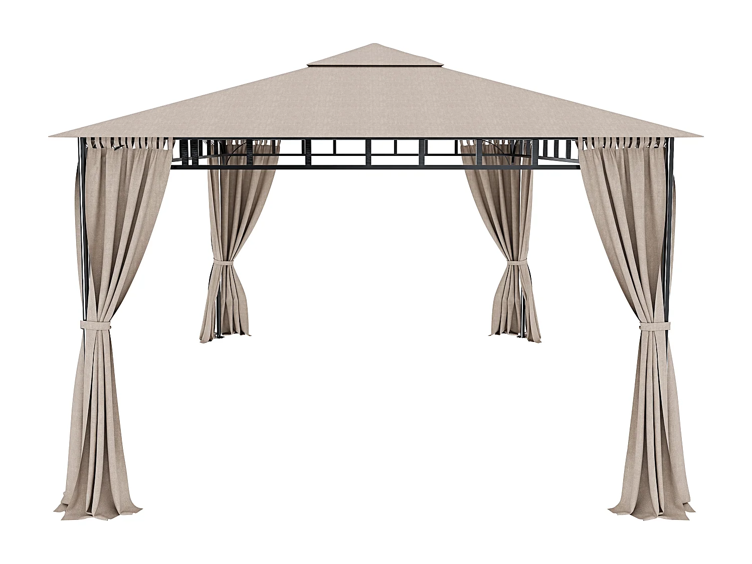 Gazebo Da Giardino 3 x 4 M Con Tende Laterali Richiudibili Struttura In Acciaio Robusto Copertura 180 g/m² Con 4 Teli Laterali Esterno Giardino Piscina Fiere Ecrù