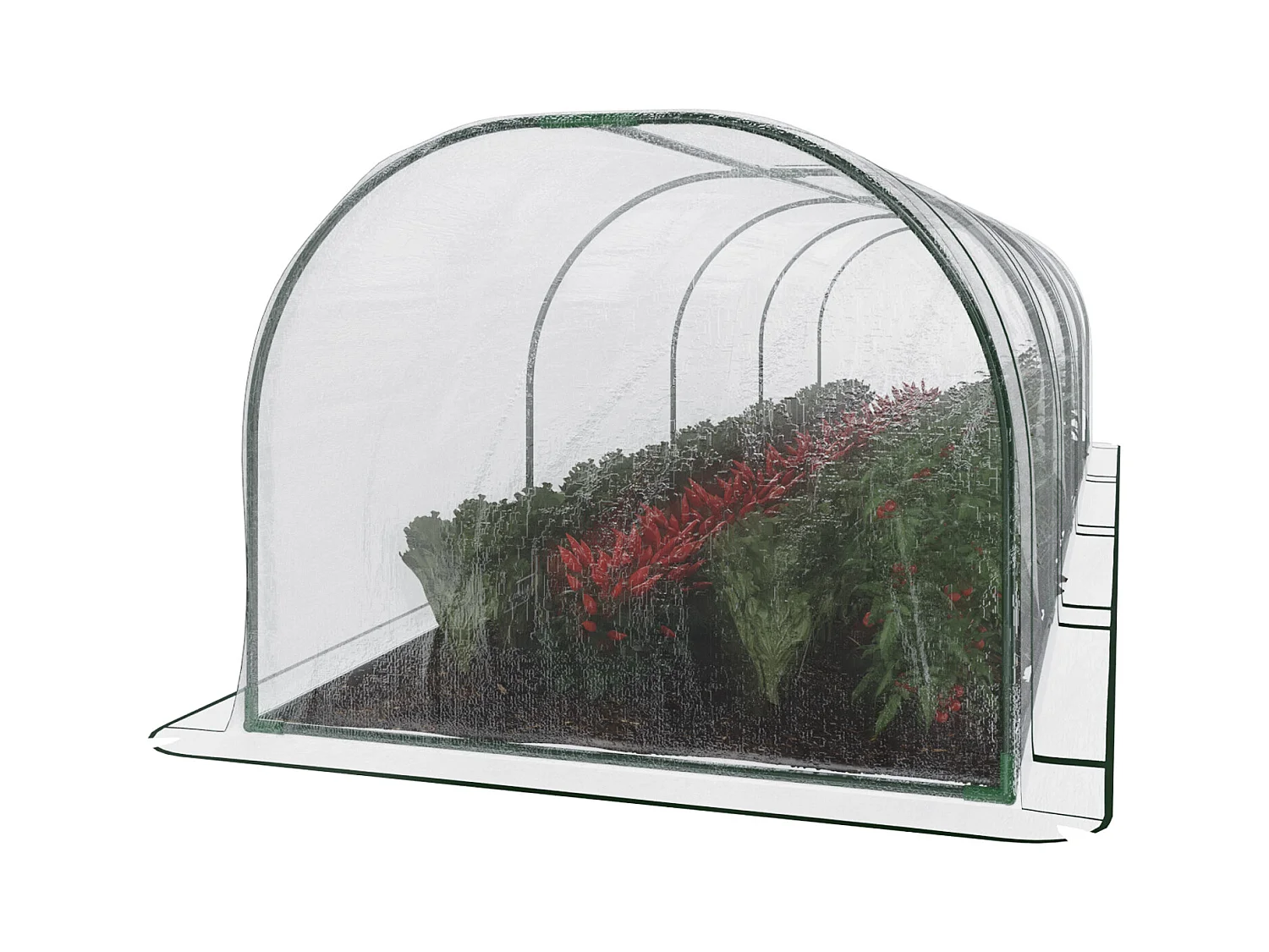 Serra A Tunnel in Acciaio Per Piante Fiori Orto Giardino Telo In PVC Trasparente Con 3 Porte Avvolgibili A Cerniera Protezione Piante Giardinaggio 295 x 100 x 80 Cm