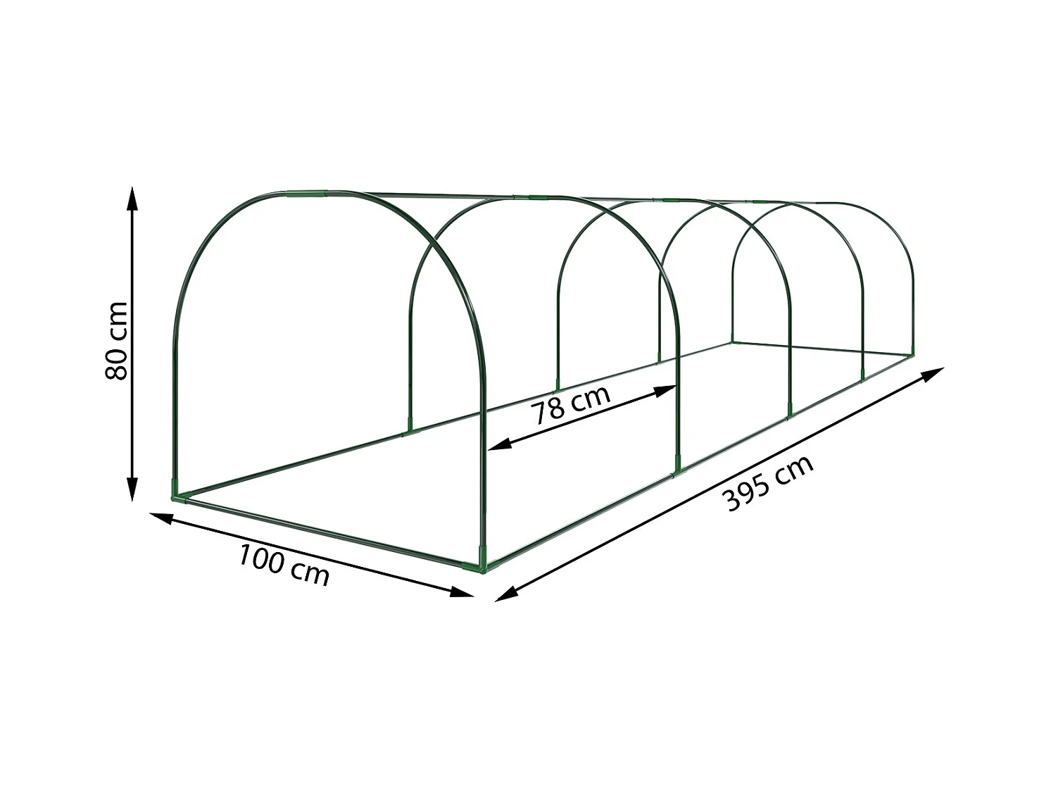 Serra A Tunnel in Acciaio Per Piante Fiori Orto Giardino Telo In PVC Trasparente Con 3 Porte Avvolgibili A Cerniera Protezione Piante Giardinaggio 295 x 100 x 80 Cm