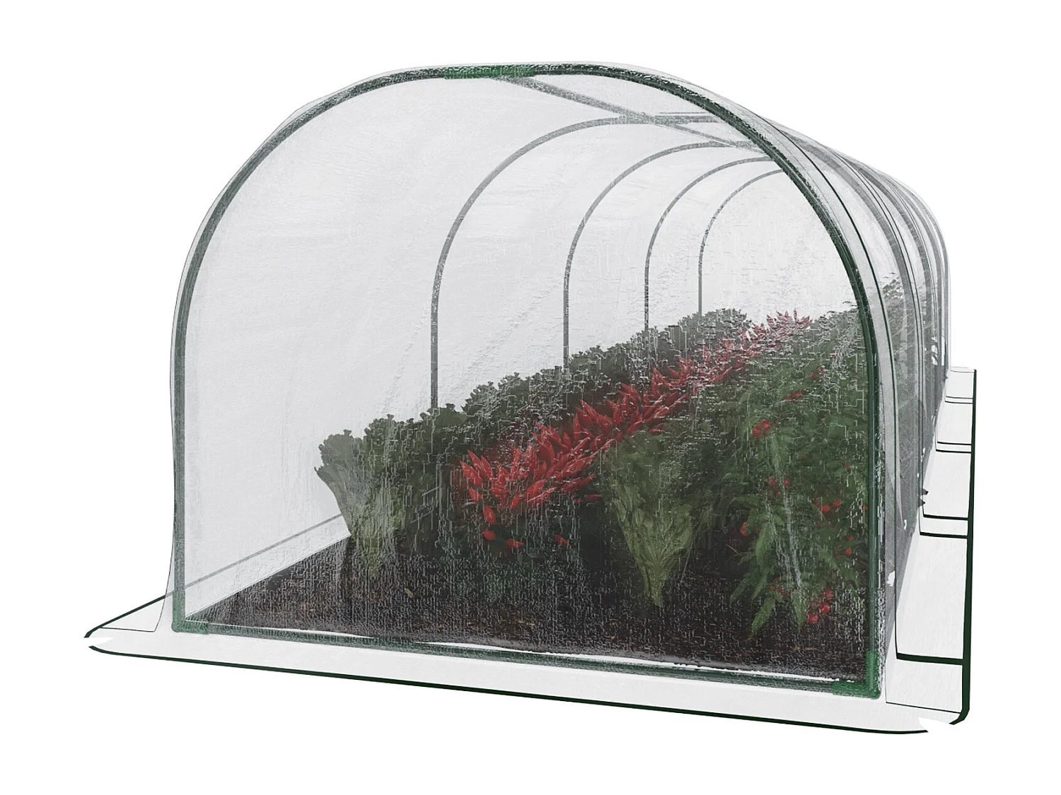 Serra A Tunnel in Acciaio Per Piante Fiori Orto Giardino Telo In PVC Trasparente Con 3 Porte Avvolgibili A Cerniera Protezione Piante Giardinaggio 295 x 100 x 80 Cm