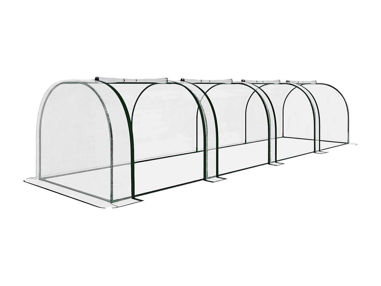 Serra A Tunnel in Acciaio Per Piante Fiori Orto Giardino Telo In PVC Trasparente Con 3 Porte Avvolgibili A Cerniera Protezione Piante Giardinaggio 295 x 100 x 80 Cm