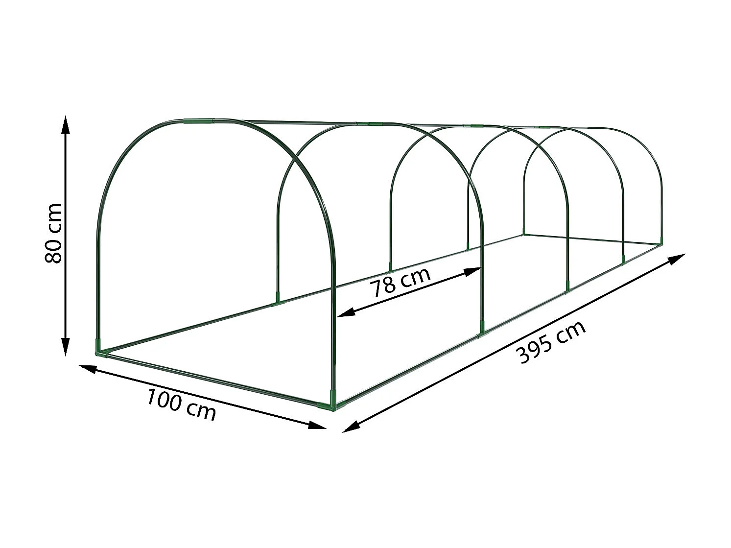 Serra A Tunnel in Acciaio Per Piante Fiori Orto Giardino Telo In PVC Trasparente Con 3 Porte Avvolgibili A Cerniera Protezione Piante Giardinaggio 295 x 100 x 80 Cm