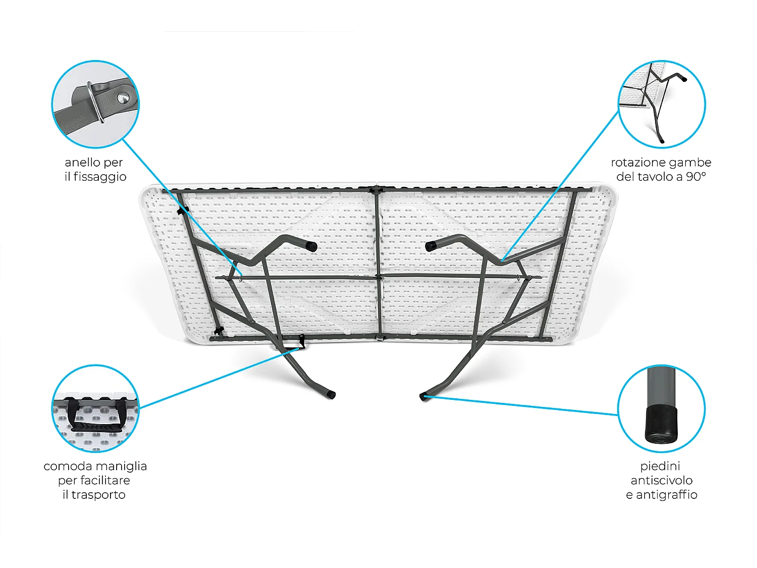 Tavolo da esterno pieghevole 180×73 cm tavolo da giardino – Party