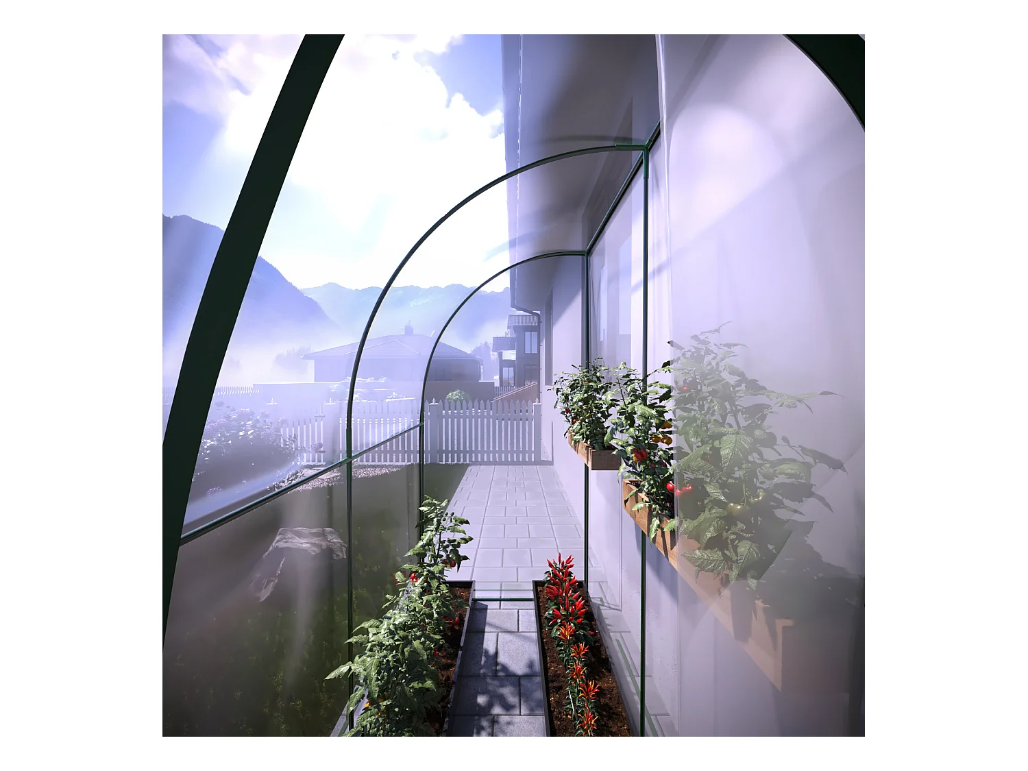 Serra A Casetta Da Parete Muro In Acciaio Per Giardino Piante Fiori Orto Copertura Trasparente in PVC Con 2 Porte Avvolgibili A Cerniera 200 x 100 x 215 Cm