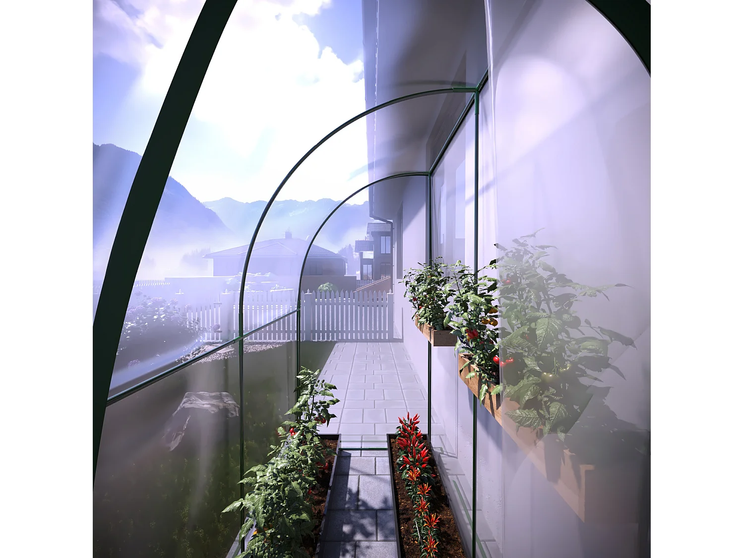 Serra A Casetta Da Parete Muro In Acciaio Per Giardino Piante Fiori Orto Copertura Trasparente in PVC Con 2 Porte Avvolgibili A Cerniera 200 x 100 x 215 Cm