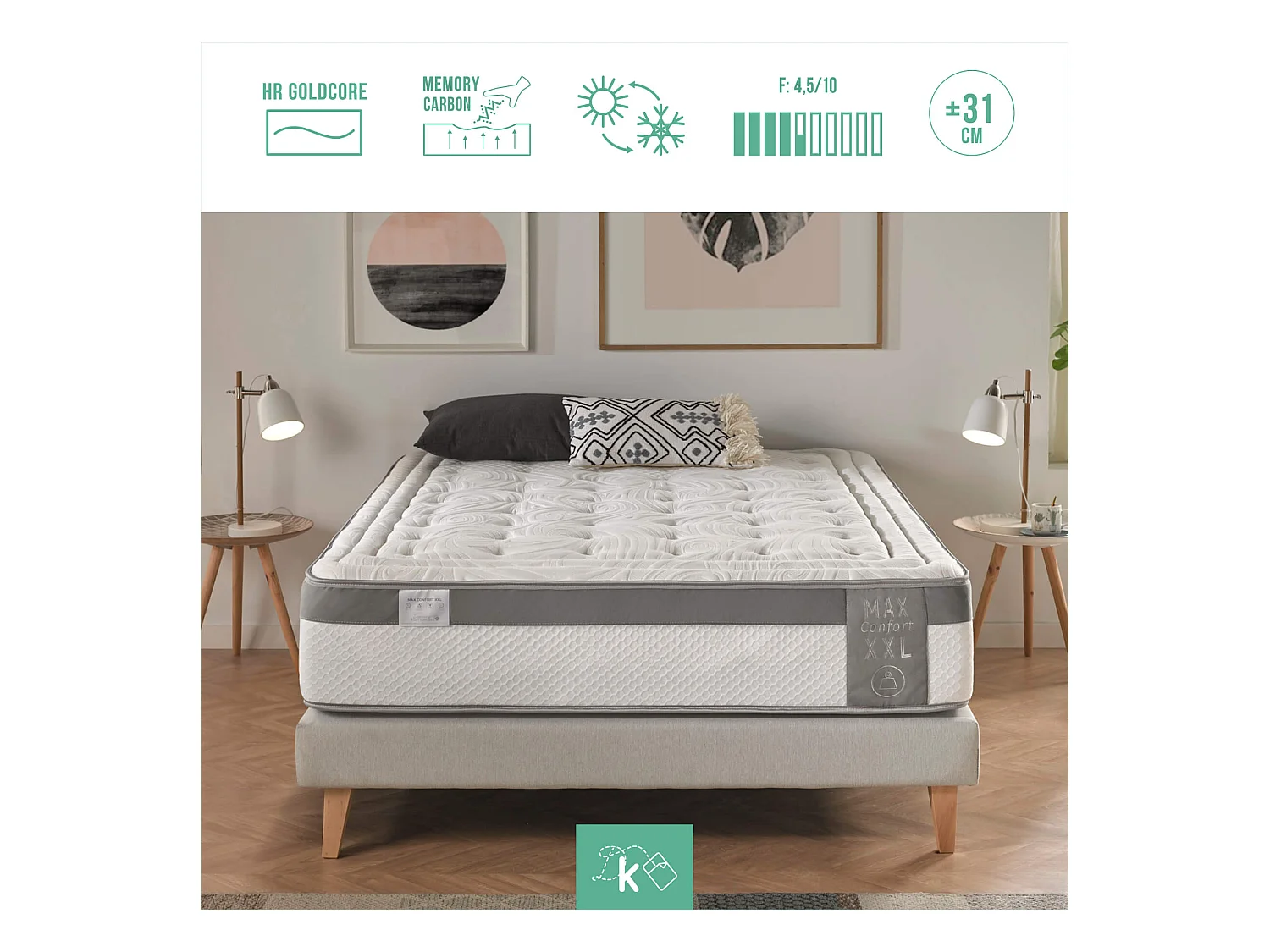 Colchón 120 x 190 cm Viscoelástico Reforzado Gran Adaptabilidad Altura +/- 30 cm