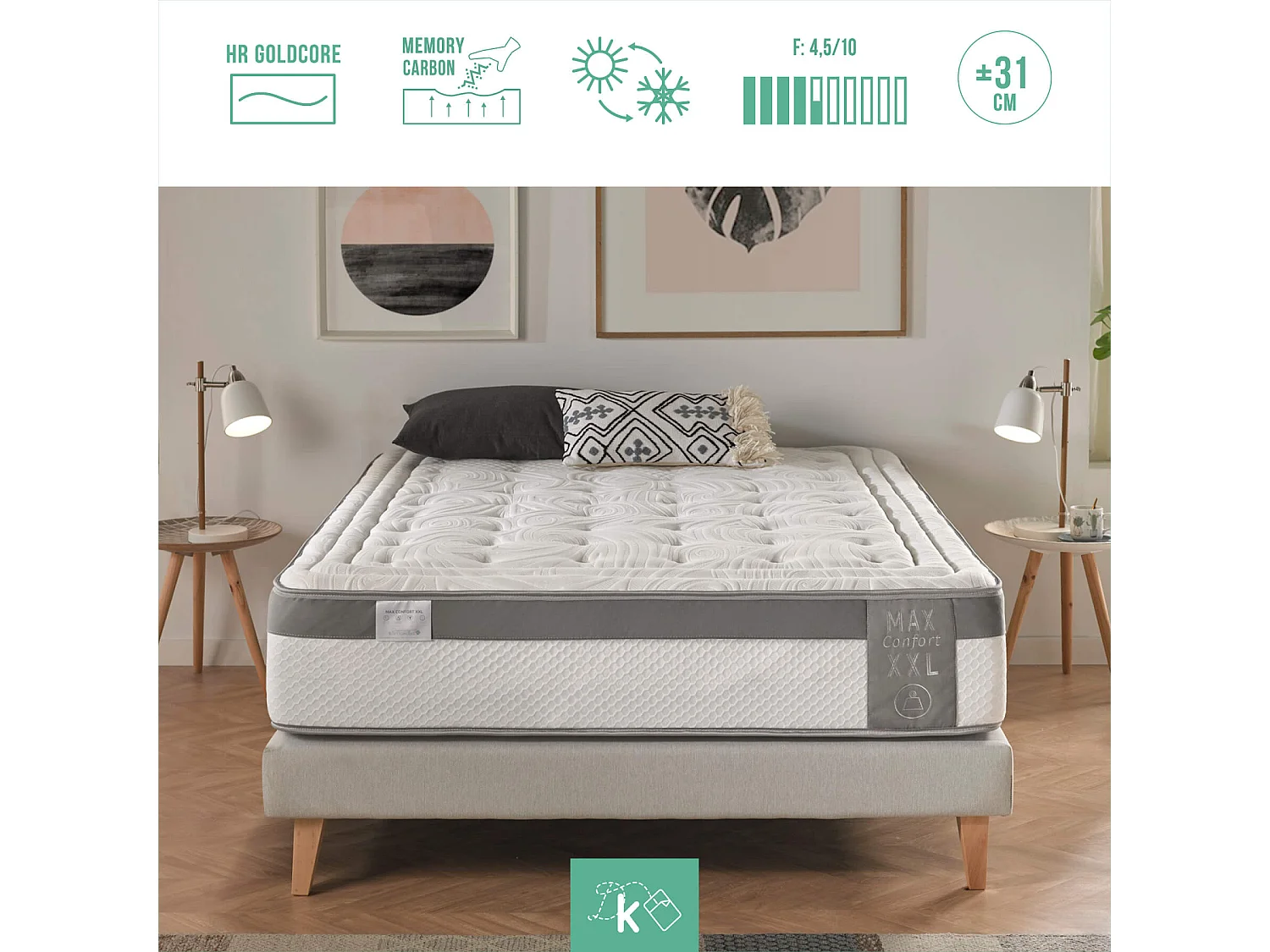 Colchón 80 x 180 cm Viscoelástico Reforzado Gran Adaptabilidad Altura +/- 30 cm