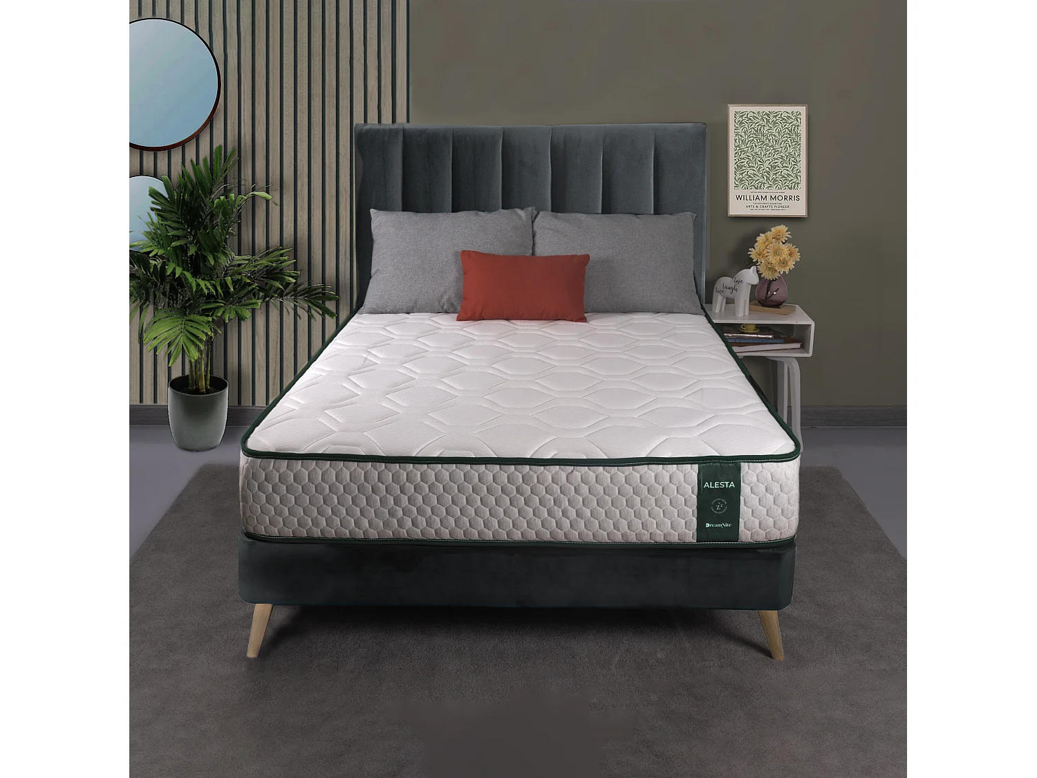 Colchón Alesta 150 x 190 cm, Colchón Viscoelástico Reversible, Alta Transpirabilidad, Firmeza Media, Alivio de Tensión Muscular y Lumbar