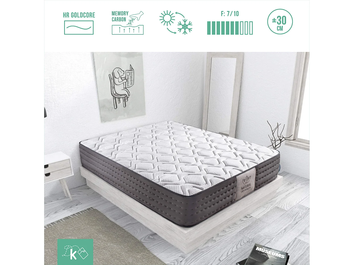 Colchón 120 x 190 cm Viscoelástico Luxury Altura +/- 30 cm