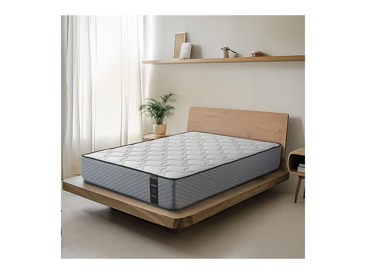 Matelas à mémoire de forme 200x200 cm Alora 20 - Épaisseur +/- 20 cm - Face Hiver/Été - Ferme/Mi-Ferme - Système multicouche - Certifié Oeko Tex