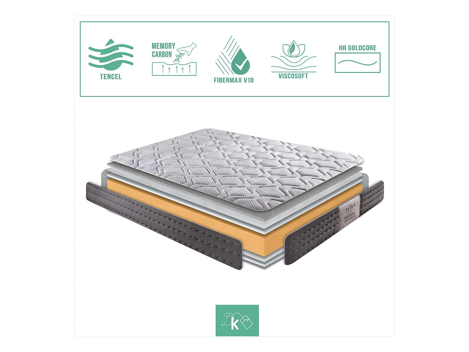 Colchón 150 x 190 cm Viscoelástico Luxury Altura +/- 30 cm