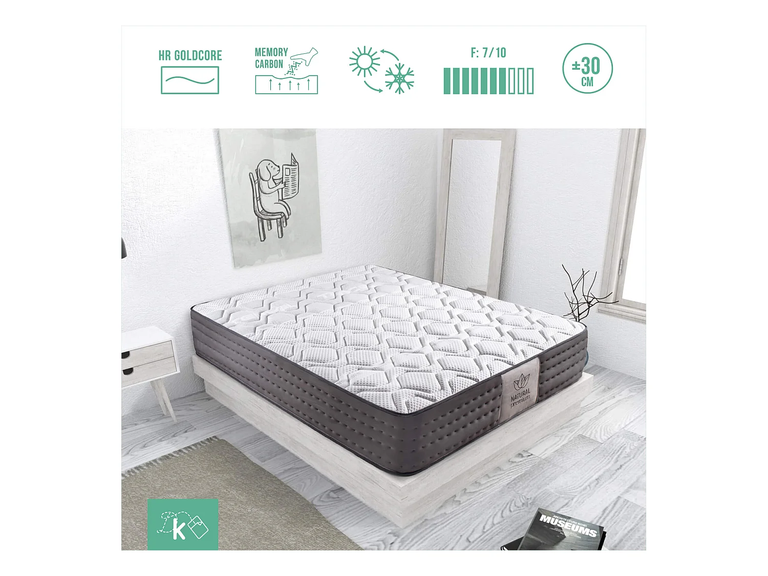 Colchón 150 x 190 cm Viscoelástico Luxury Altura +/- 30 cm