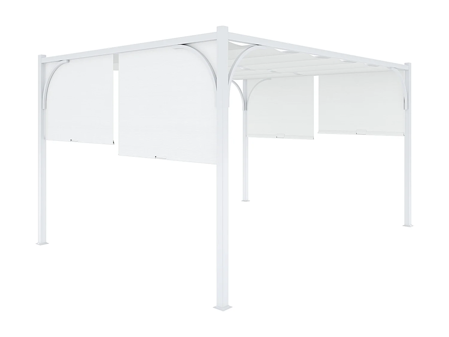 Gazebo Pergola 3x4 M Pergolato Tetto Scorrevole Telo Bianco Impermeabile Retrattile Richiudibile Struttura Bianca Acciaio Giardino Terrazzo Piscina