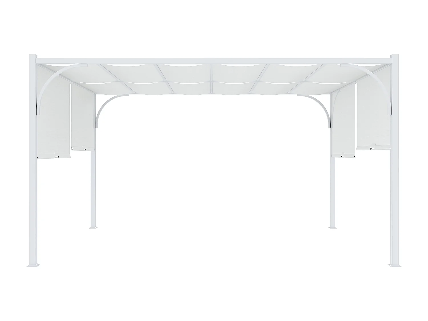 Gazebo Pergola 3x4 M Pergolato Tetto Scorrevole Telo Bianco Impermeabile Retrattile Richiudibile Struttura Bianca Acciaio Giardino Terrazzo Piscina