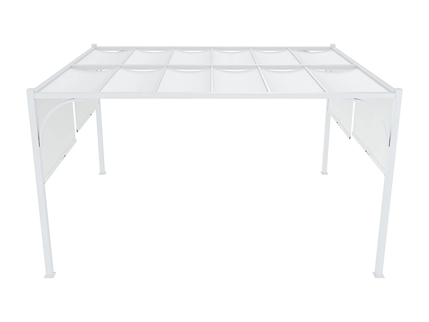 Gazebo Pergola 3x4 M Pergolato Tetto Scorrevole Telo Bianco Impermeabile Retrattile Richiudibile Struttura Bianca Acciaio Giardino Terrazzo Piscina