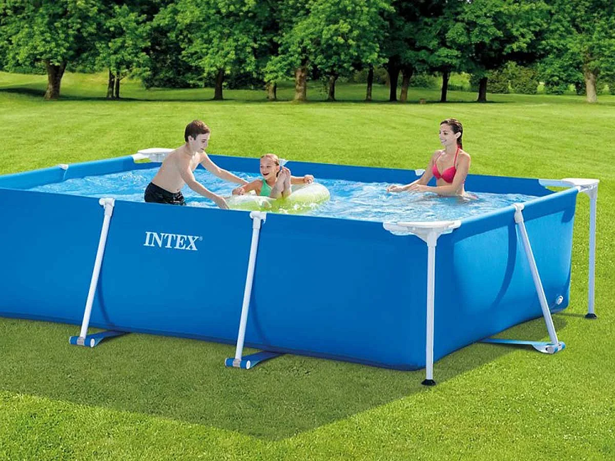 Piscina Tubular Retangular Júnior de Estrutura Metálica Intex 3.00 x 2.00 x 0.75 m - Interior em Mosaico Azul
