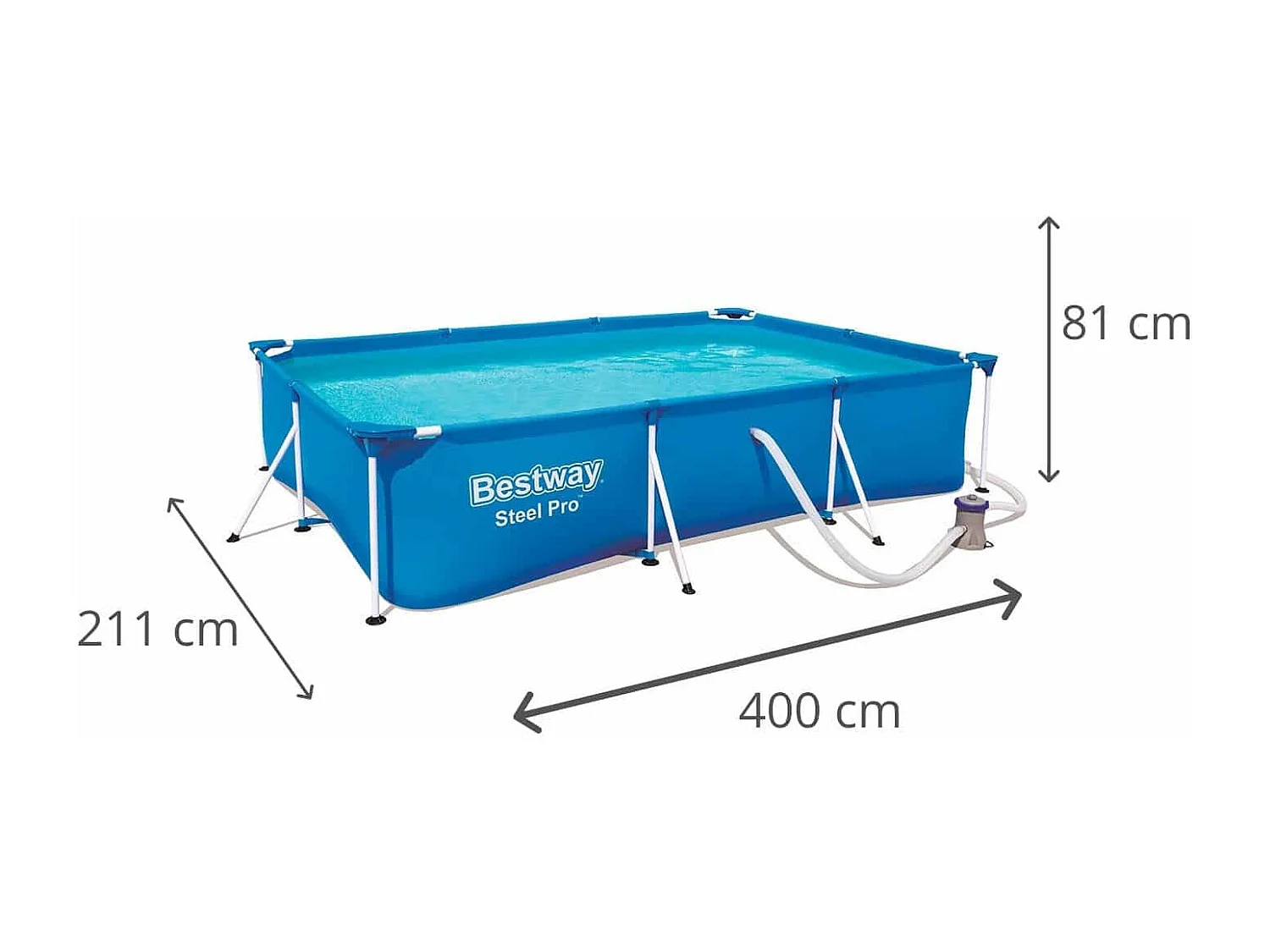 Piscina Fuori Terra per Bambini Bestway Family Splash Frame Pool 400x211x81 cm Pompa Filtro a Cartuccia da 1.249 litri/ora