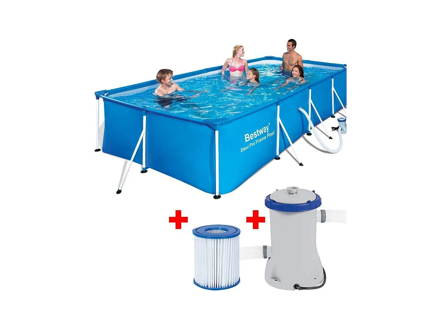 Piscina Fuori Terra per Bambini Bestway Family Splash Frame Pool 400x211x81 cm Pompa Filtro a Cartuccia da 1.249 litri/ora