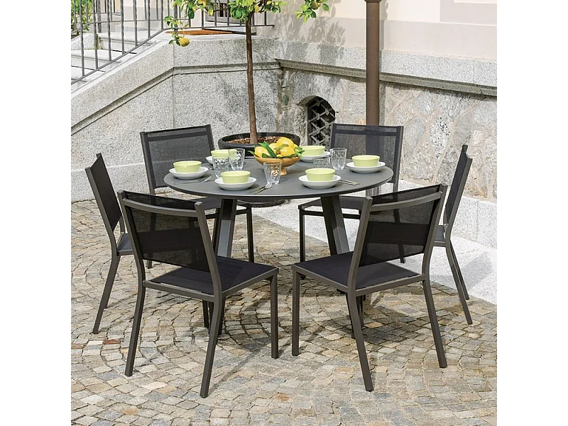 Tavolo da giardino rotondo Ø 120 cm design moderno antracite Roundy