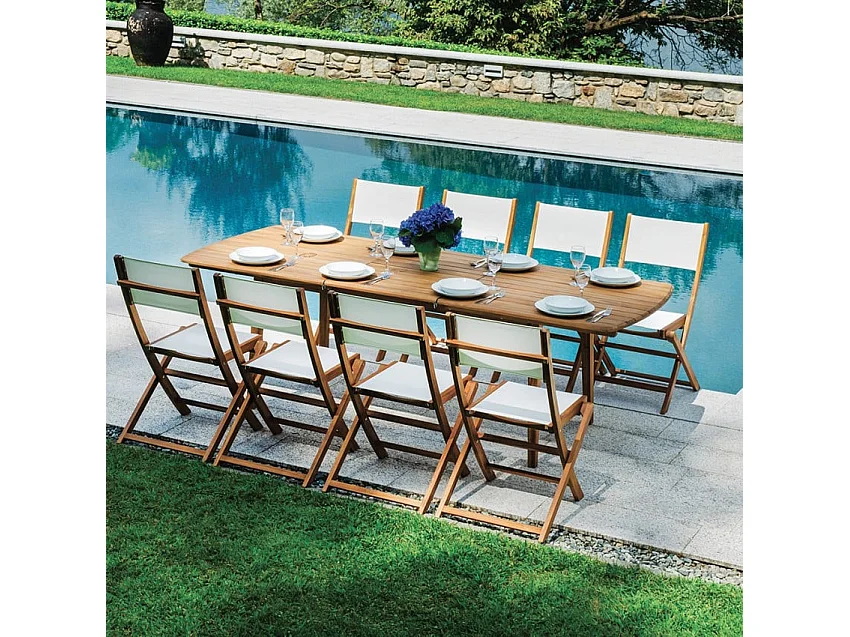 Mesa de madera extensible para jardín y exterior 180-240 cm Munroe