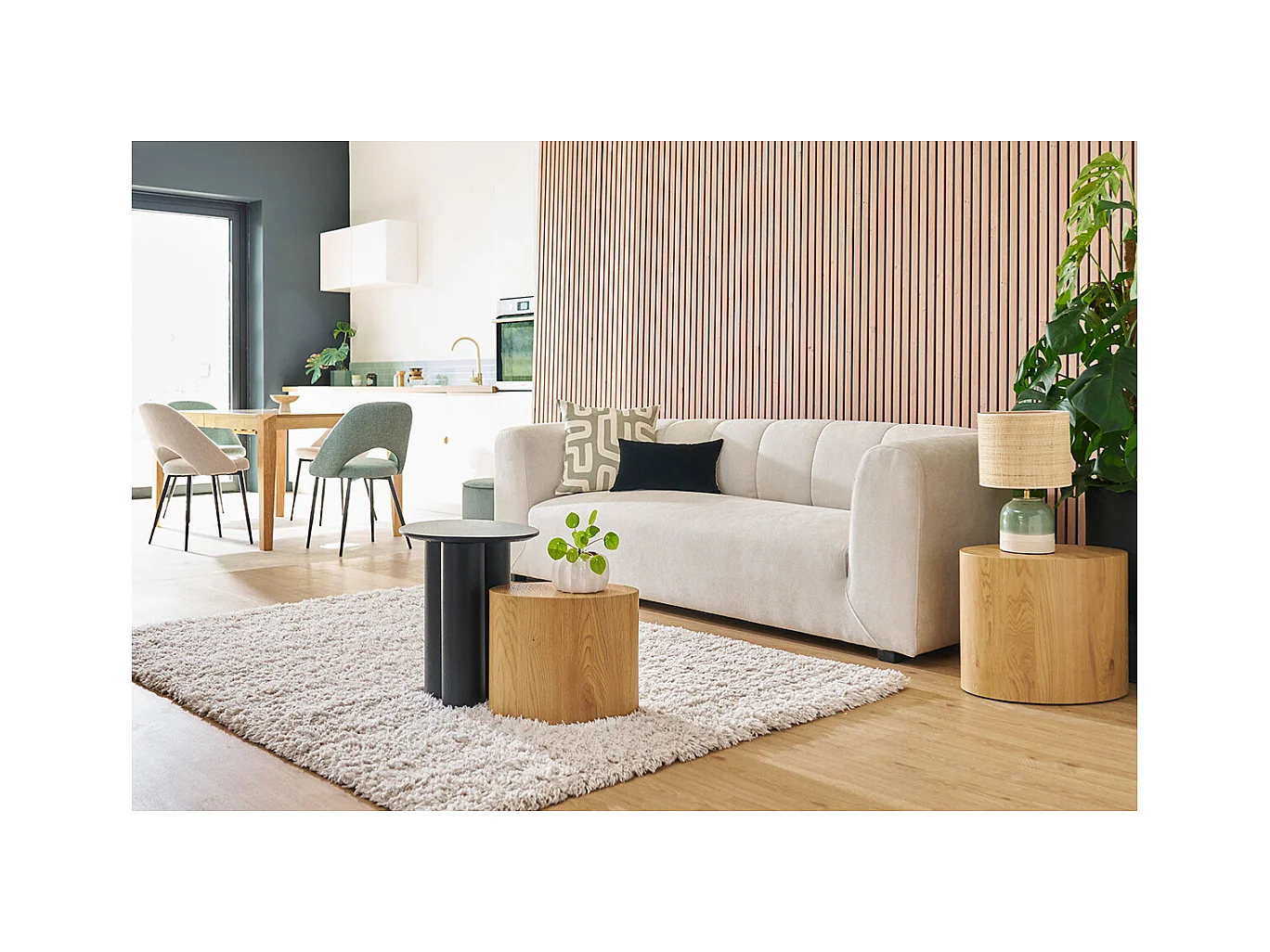 Tappeto riciclato a pelo lungo color avorio 160 x 230 cm AIMEE