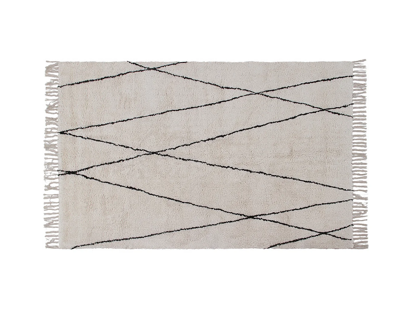 Tappeto berbero a frange in cotone écru 160 x 230 cm HODNA