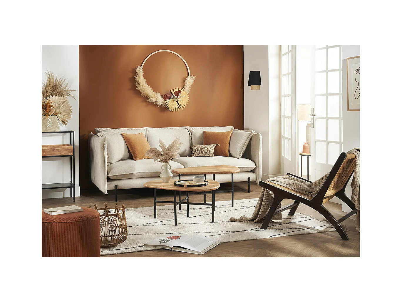 Tappeto berbero a frange in cotone écru 160 x 230 cm HODNA