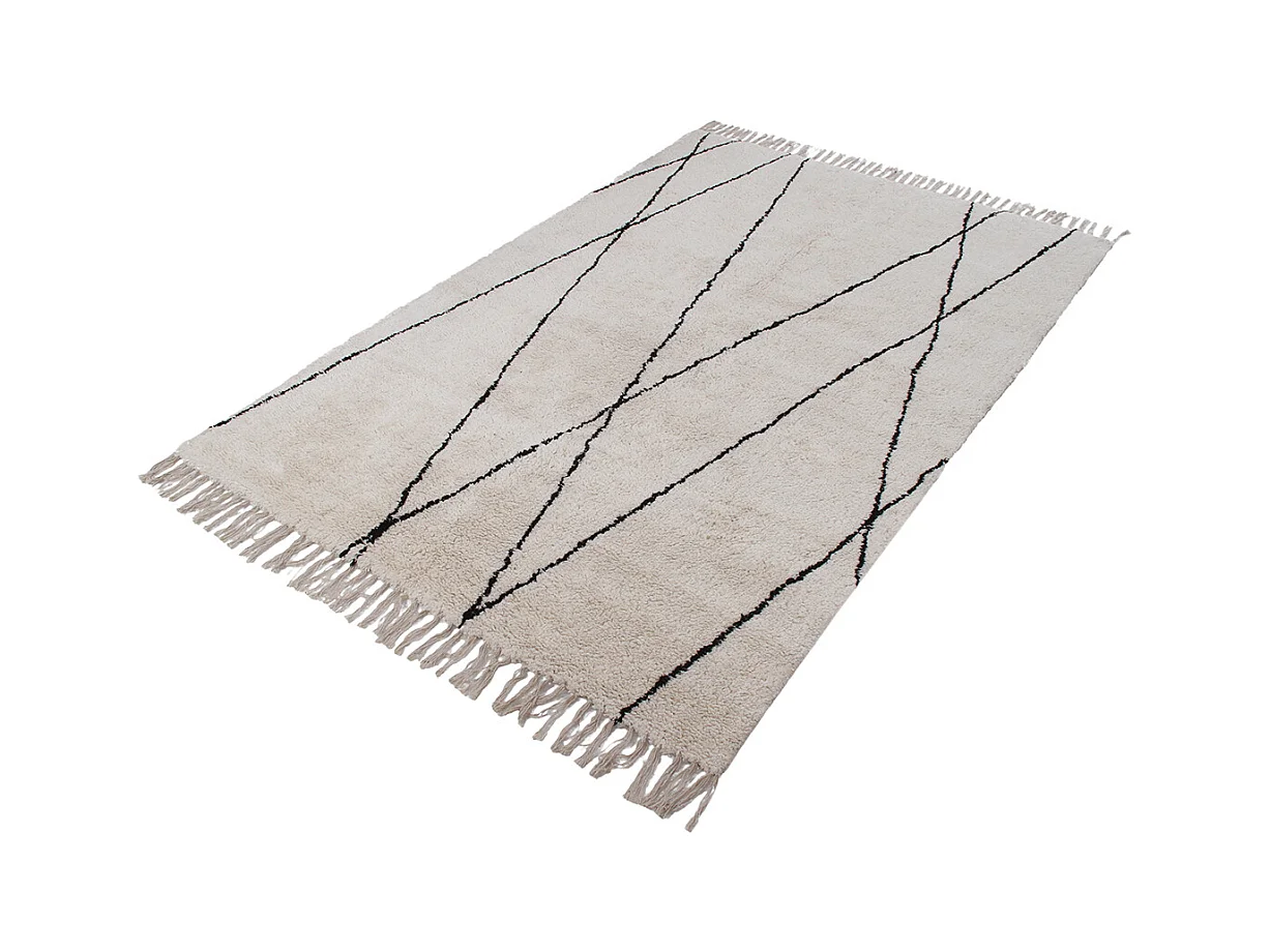Tappeto berbero a frange in cotone écru 160 x 230 cm HODNA