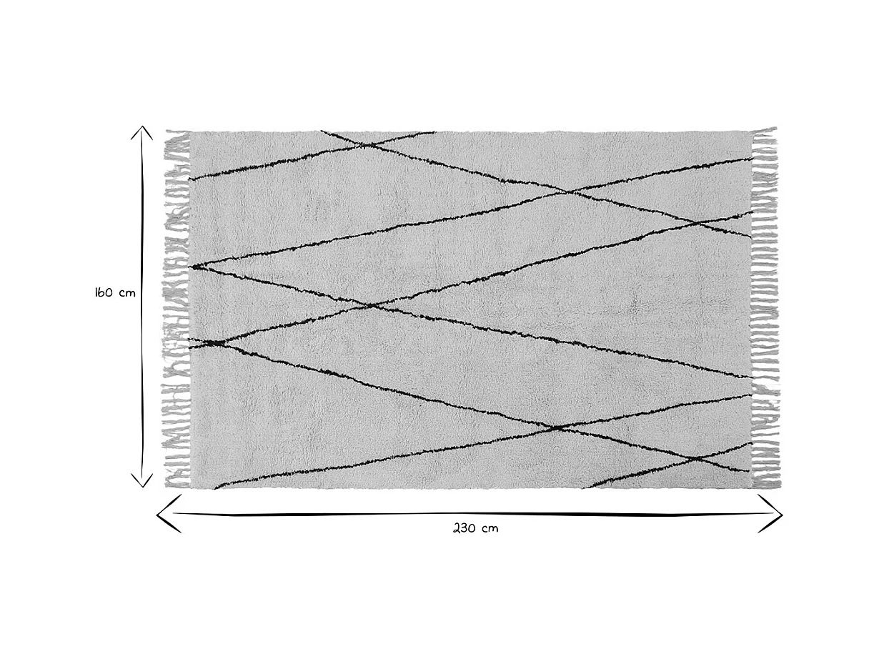 Tappeto berbero a frange in cotone écru 160 x 230 cm HODNA