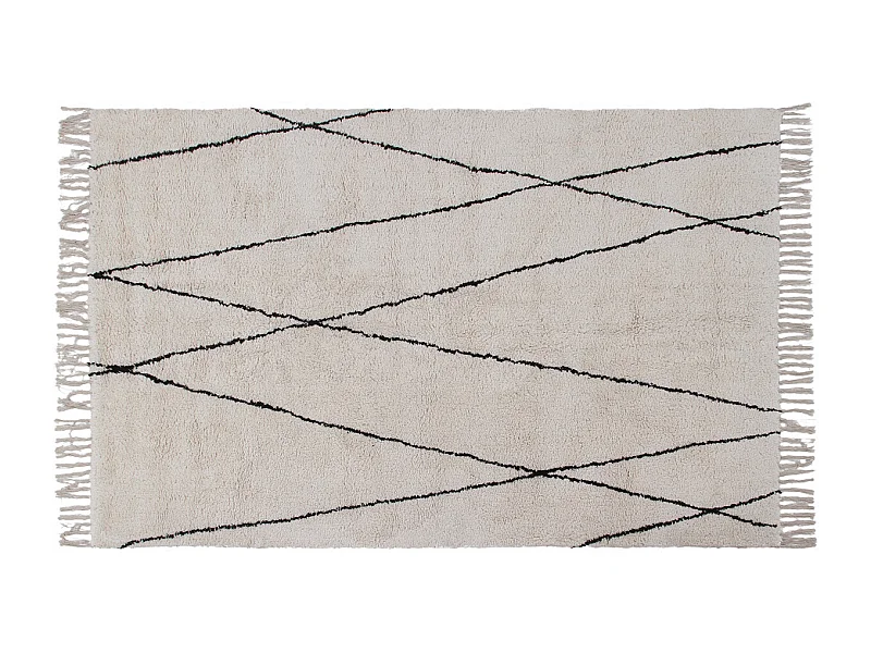 Tapis berbère à franges en coton écru 160 x 230cm HODNA