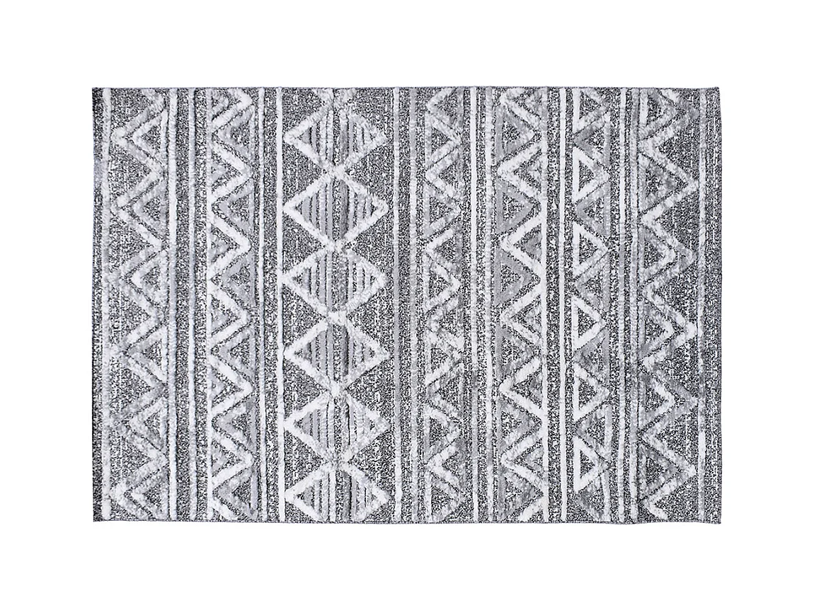 Tapis berbere avec motifs en relief blanc et gris 160 x 230 cm ERGA