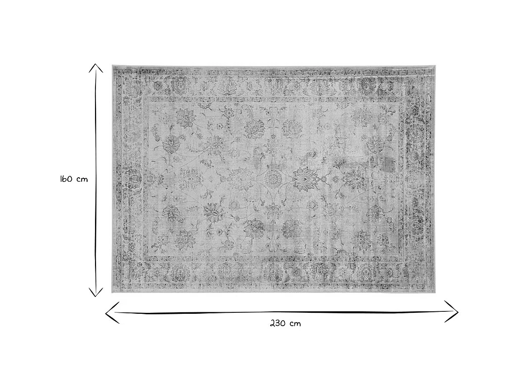 Alfombra vintage de viscosa con estampado gris 160 × 230 cm RYAD